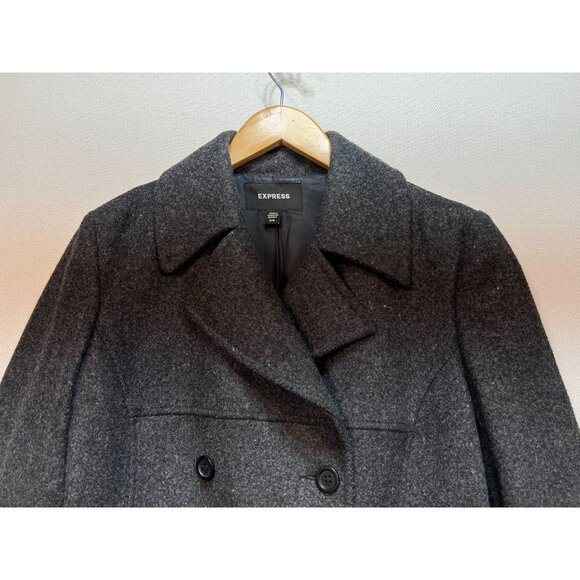 Express Womens Preppy Double Breasted Peacoat Size 7/8 Wool Blend Gray Winter - Picture 4 of 12